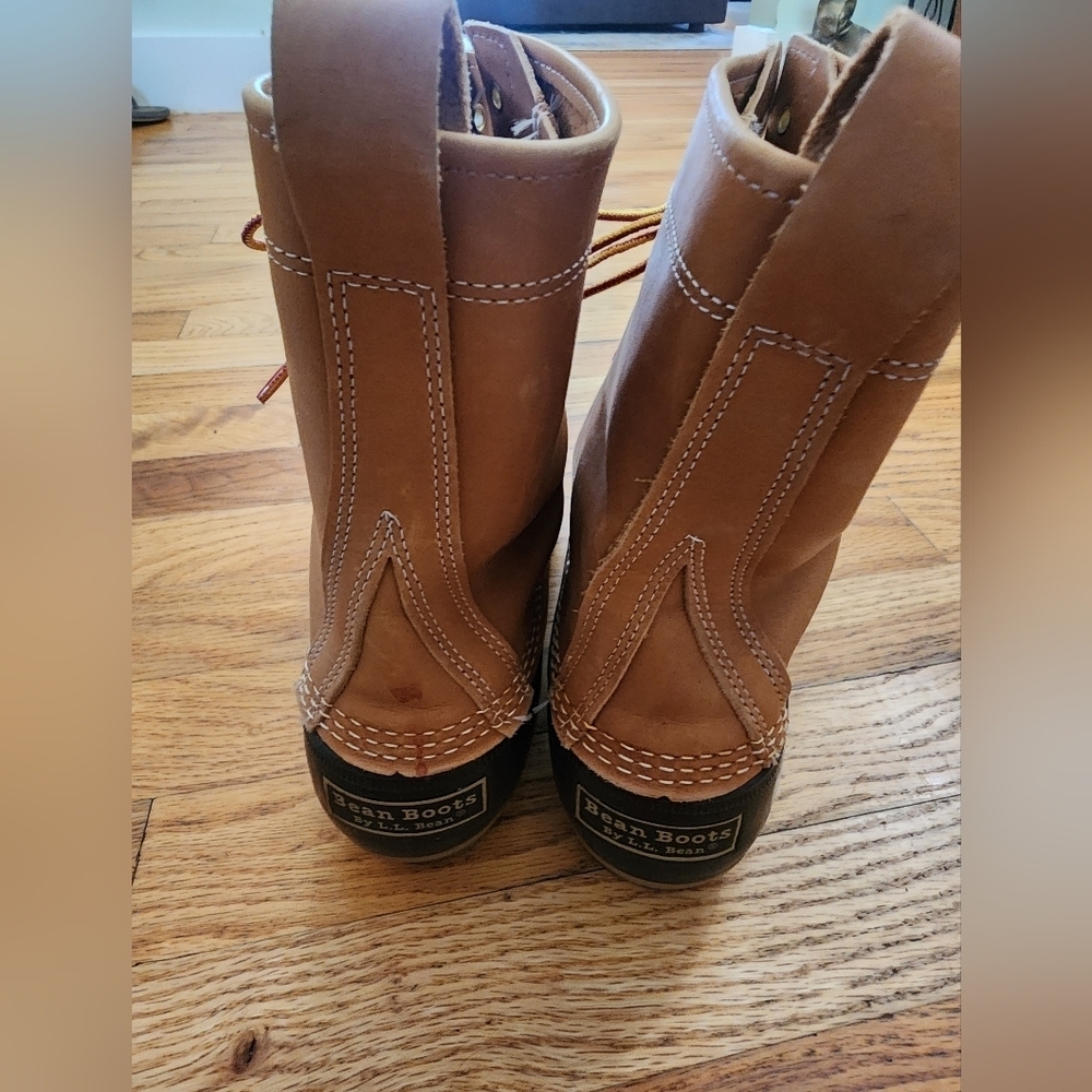 LLbean Brown Unlined Duck Boots Size 8m Womens Leather Rubber Coastal Maine - Picture 3 of 6